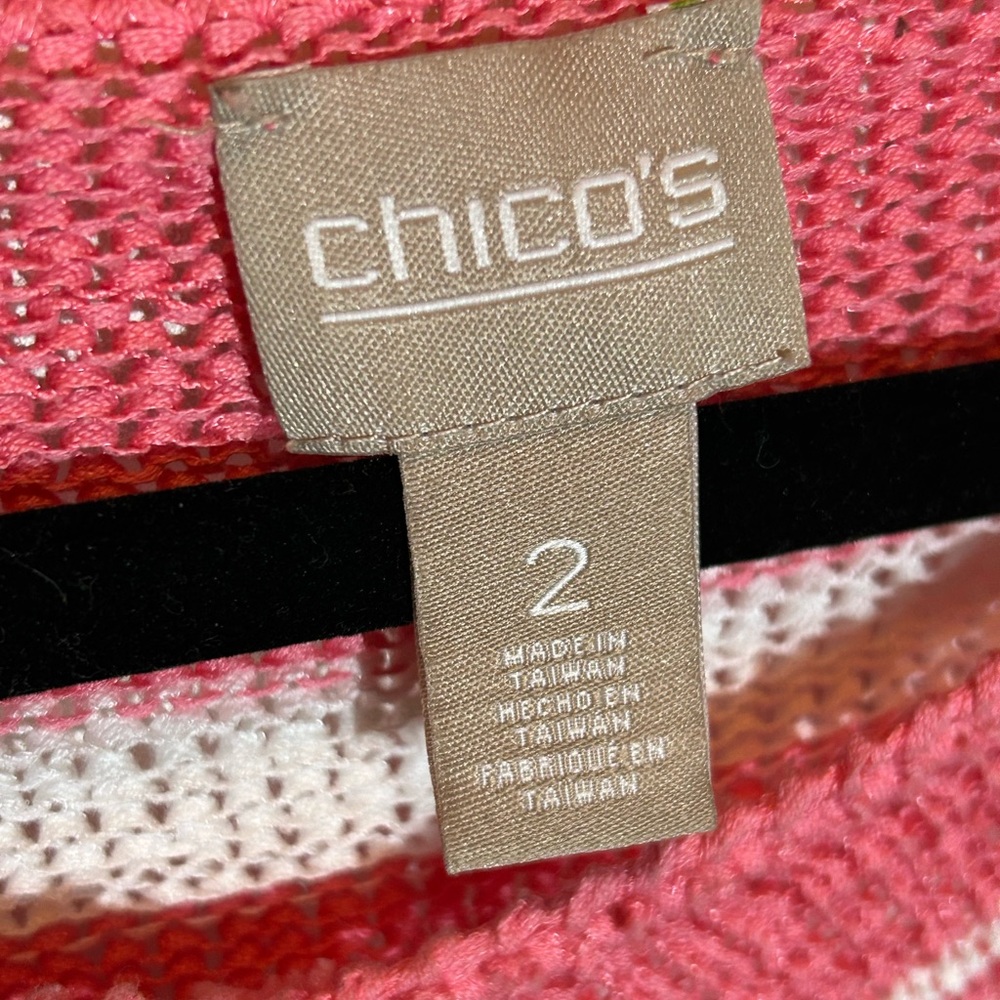 Chico's Pink and White Chevron Sweater - Picture 6 of 8